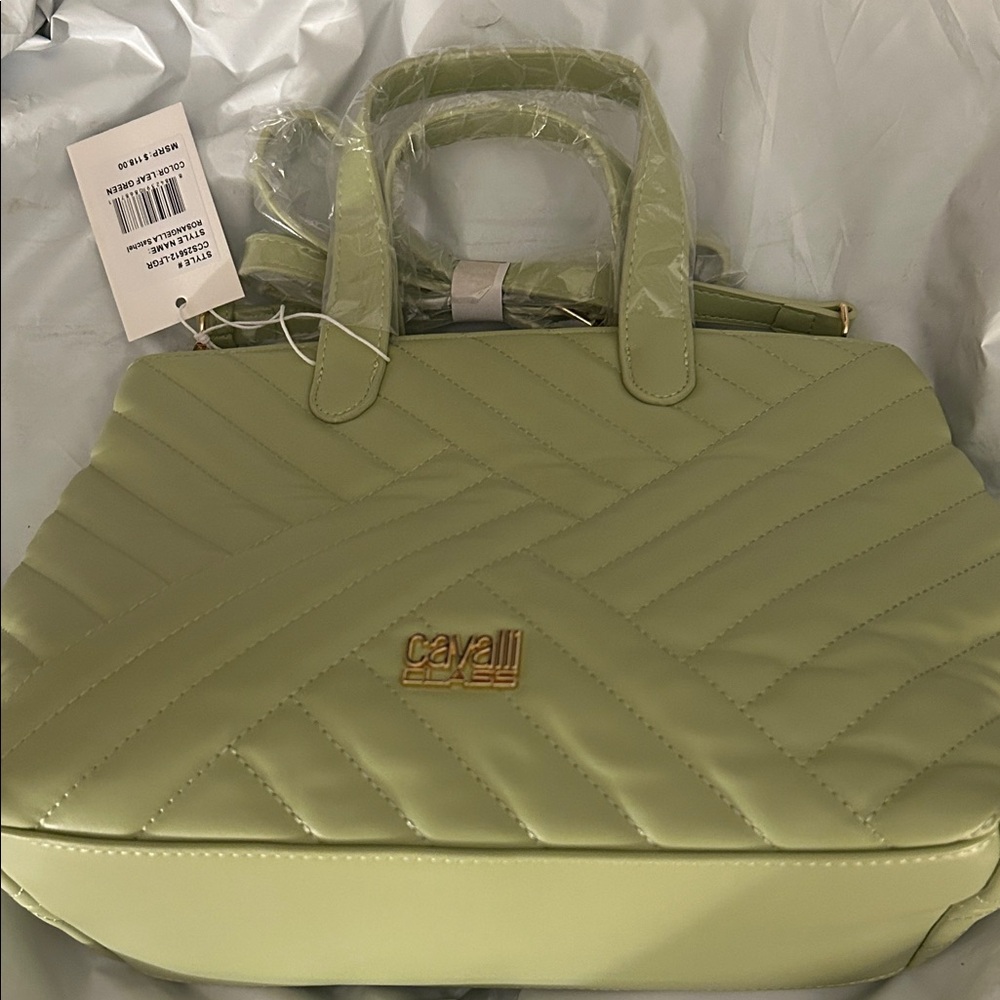 Cavalli Class Light Green Quilted Satchel-Gorgeous